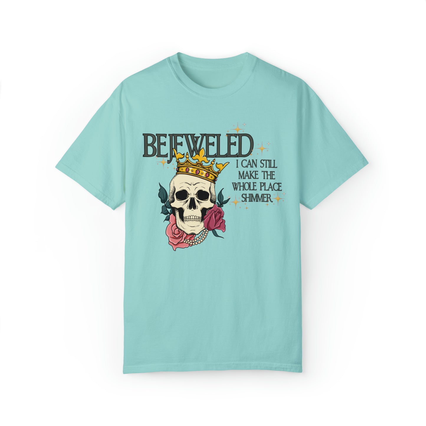 Bejeweled I Can Still Make the Whole Place Shimmer Lyrics shirt, Taylor Swift shirt, Midnights Eras Tour Merch, skeleton skull crown tee