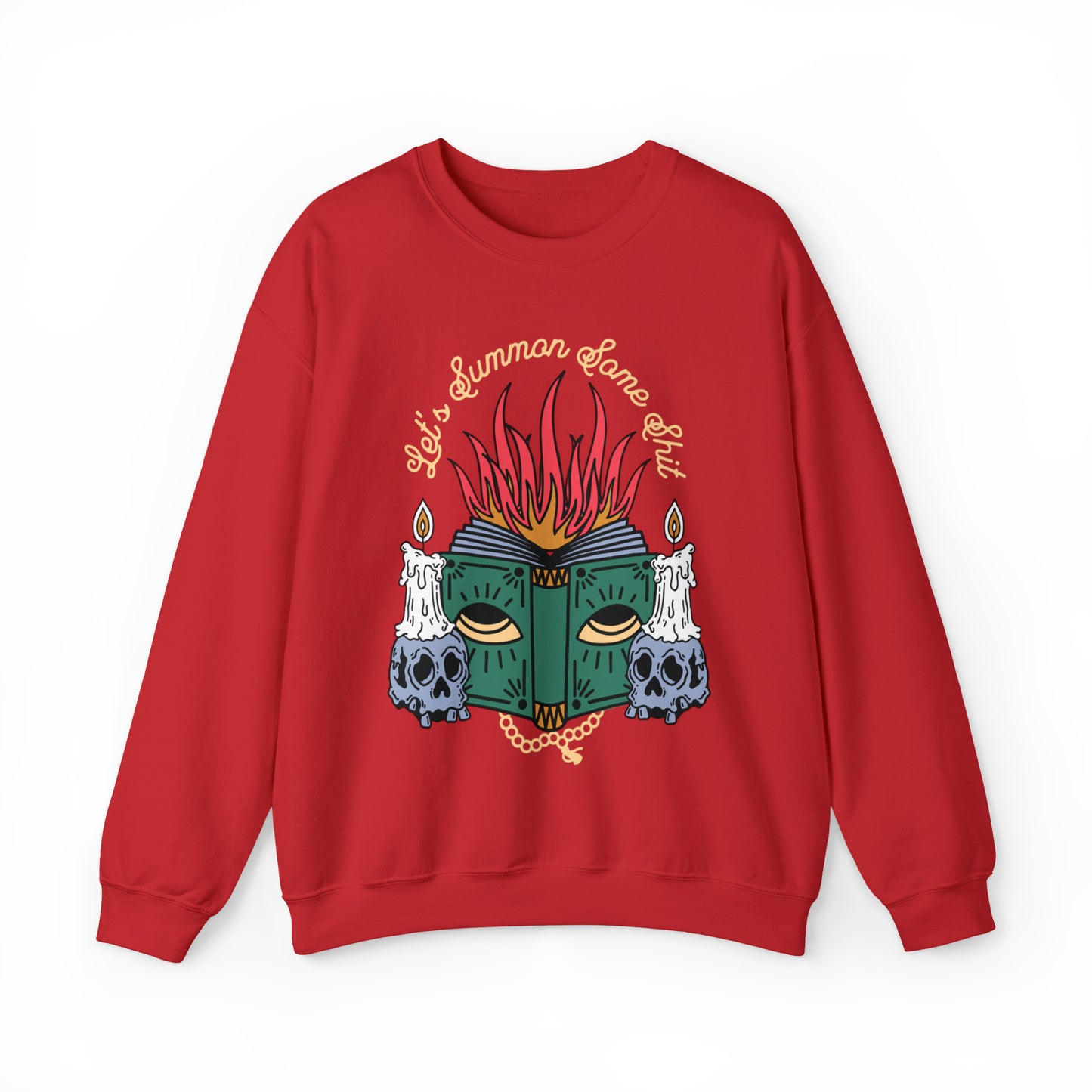 Funny demonic lets summon some shit spell book sweatshirt, spooky season halloween sweater, witchy aesthetic hoodie, retro fall autumn