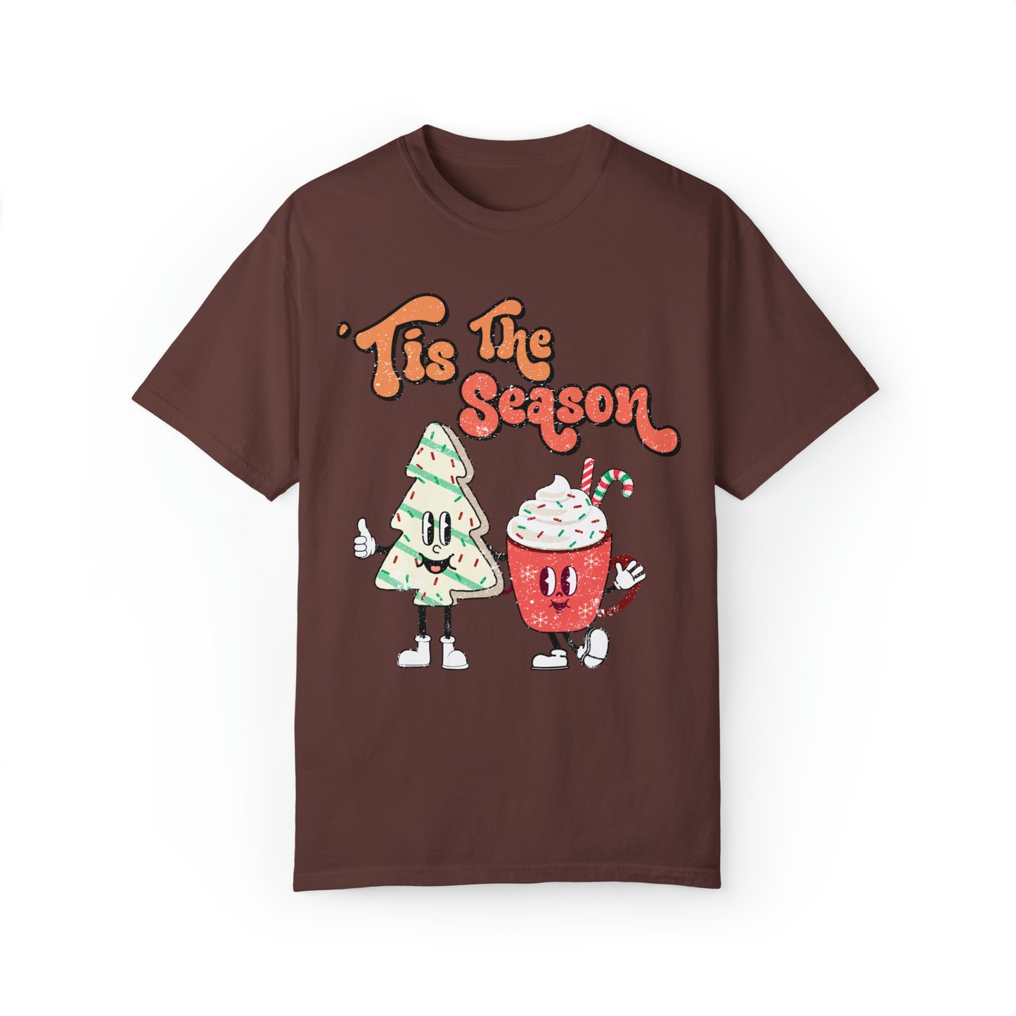 comfort colors tis the season christmas tree cake funny tshirt, punny holiday shirt, xmas tree tee, festive af outfit, little debbie lover