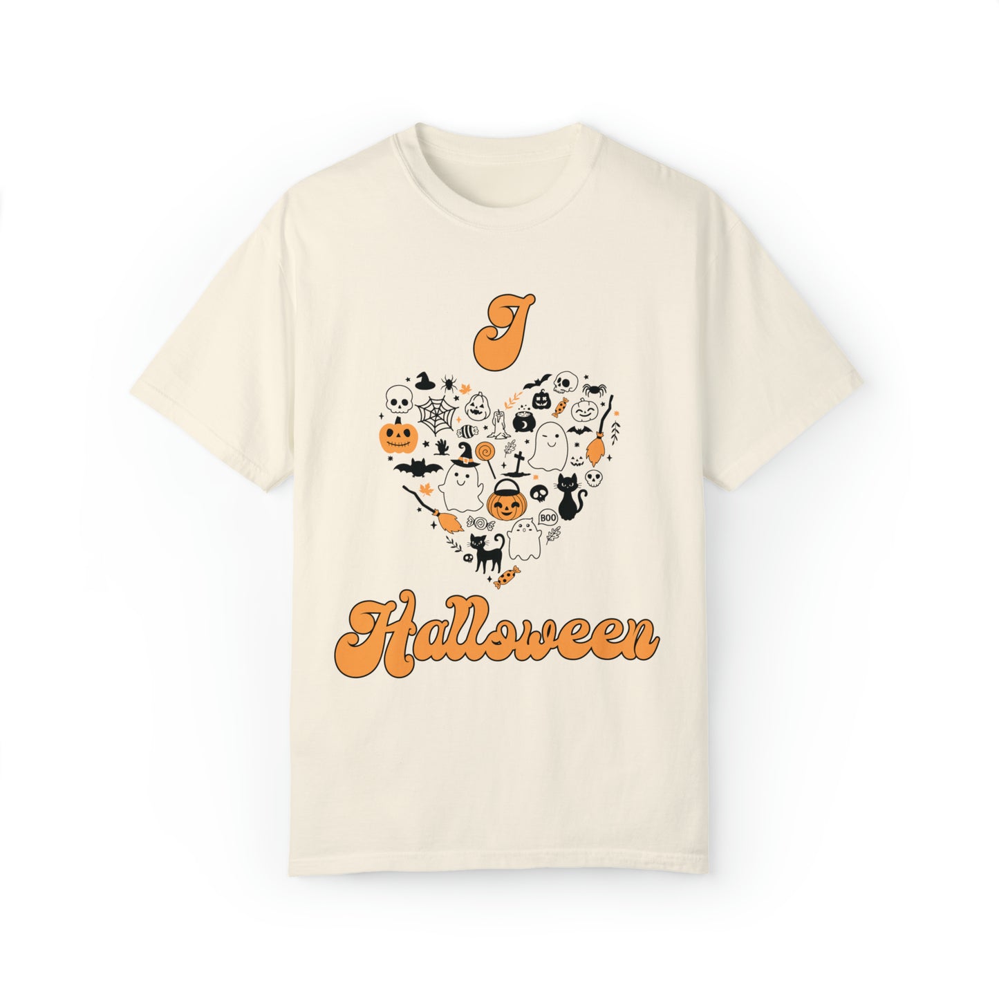 Comfort colors cute i love halloween shirt, retro ghost spooky tee, funny fall tshirt, thanksgiving shirt, back to school design, october