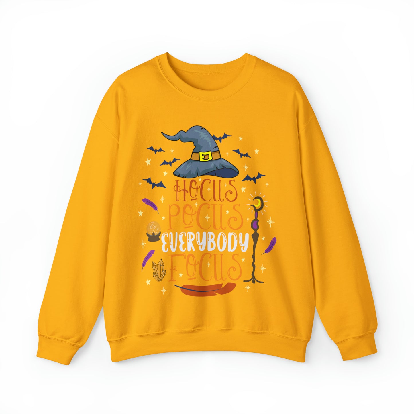 Hocus pocus everybody focus funny teacher halloween sweatshirt, cute boho witch fall autumn hoodie, magical sweater gift for educator