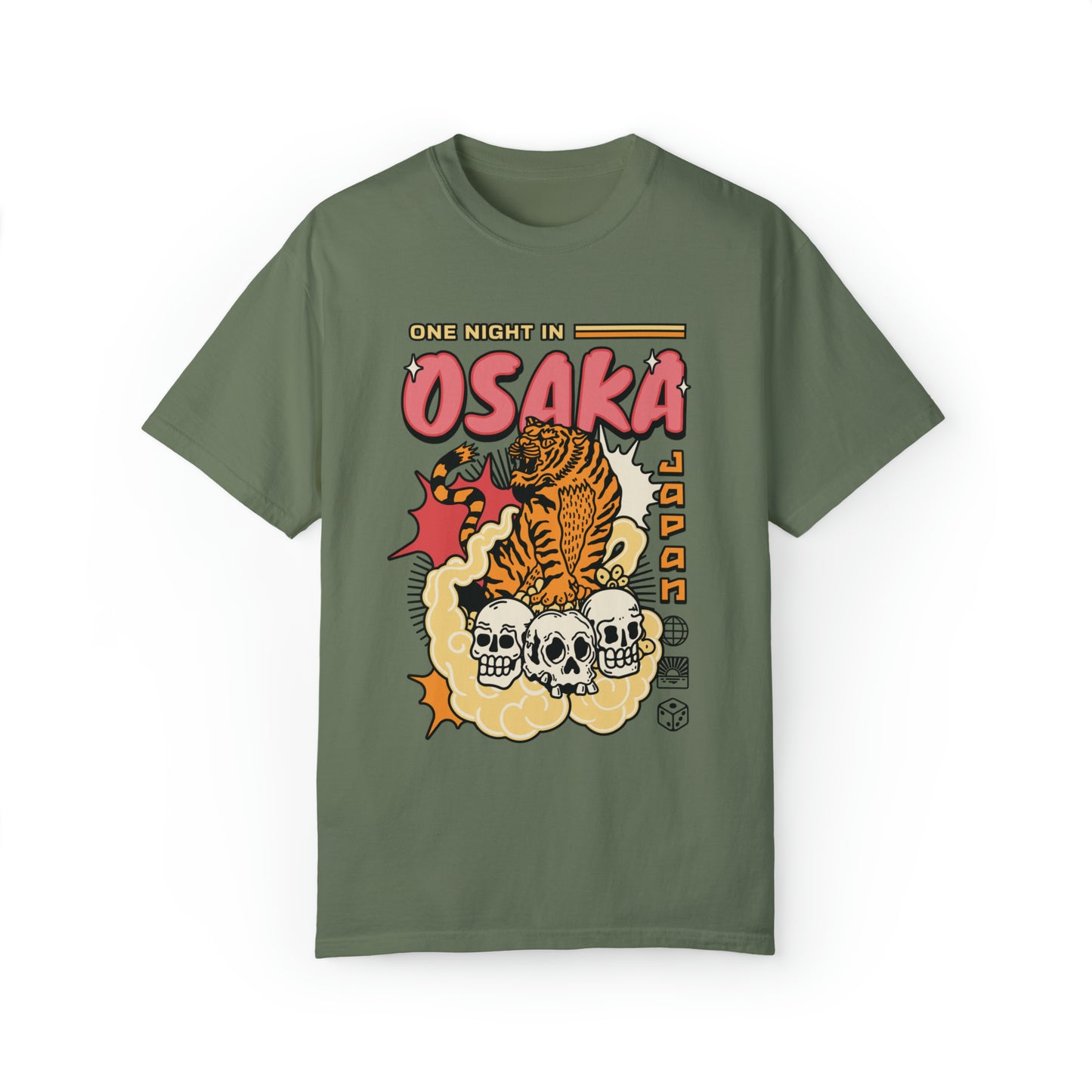 Comfort color Japanese Takoyaki Osaka tiger skulls Shirt, Kanji and Hiragana Street Wear T-Shirt, Perfect Souvenir, travel japan graphic tee