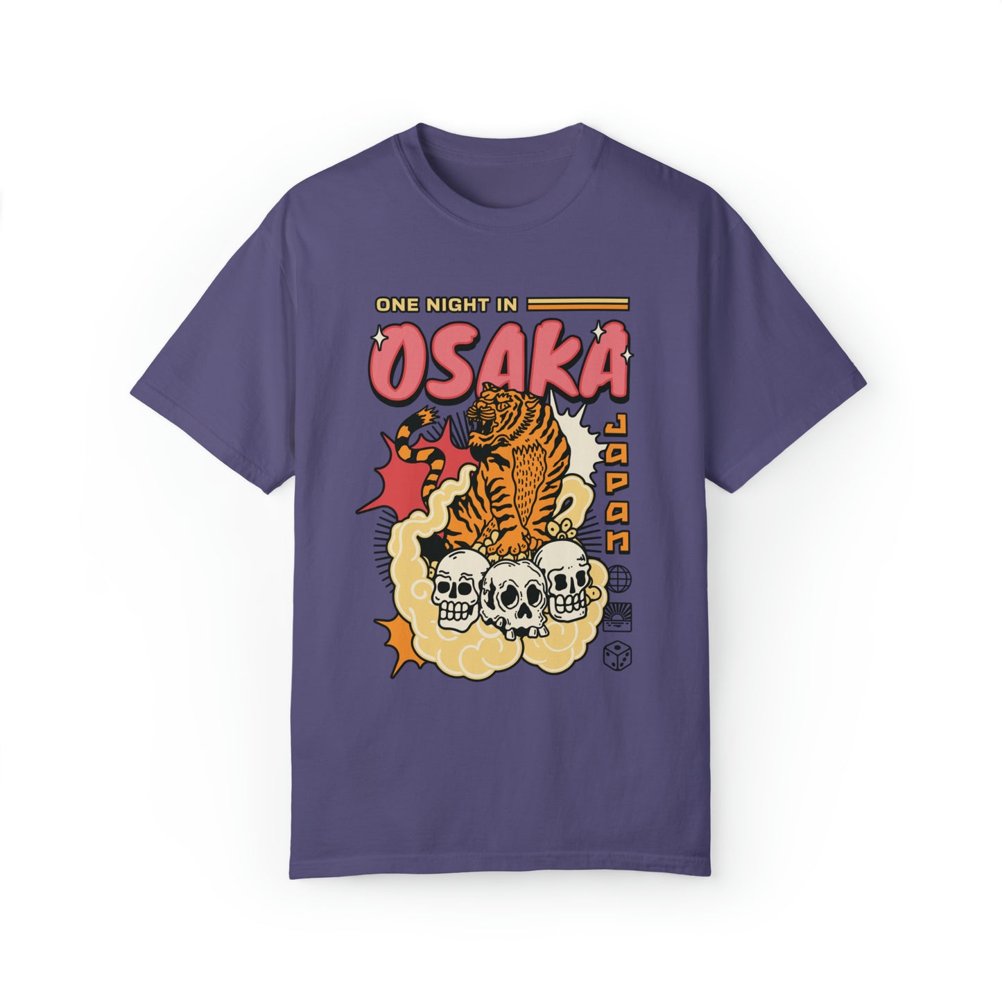 Comfort color Japanese Takoyaki Osaka tiger skulls Shirt, Kanji and Hiragana Street Wear T-Shirt, Perfect Souvenir, travel japan graphic tee