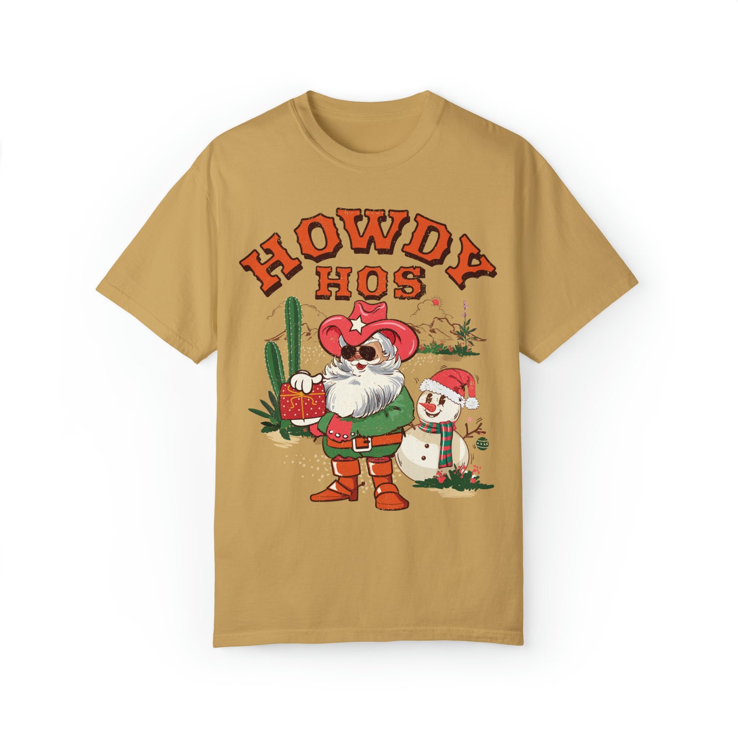 Comfort colors funny cowboy santa howdy hos raunchy christmas tshirt, Cute sassy dirty holiday shirt, retro western xmas rodeo tee party fit