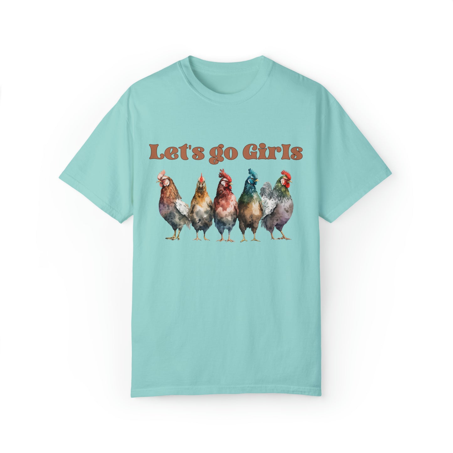 Comfort colors Cute Chicken Shirt For Farmer, Funny hen flock TShirt, Chicken Mom Tee, retro Farm Girl Shirt, Farm Family Tee, lets go girls