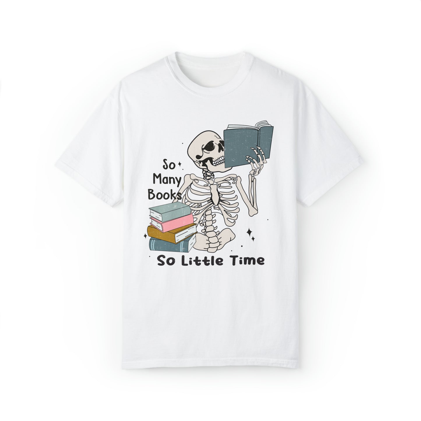 Comfort colors funny skeleton book lover tshirt, boho reading shirt, halloween spooky librarian tee, book tok outfit, gift idea for her