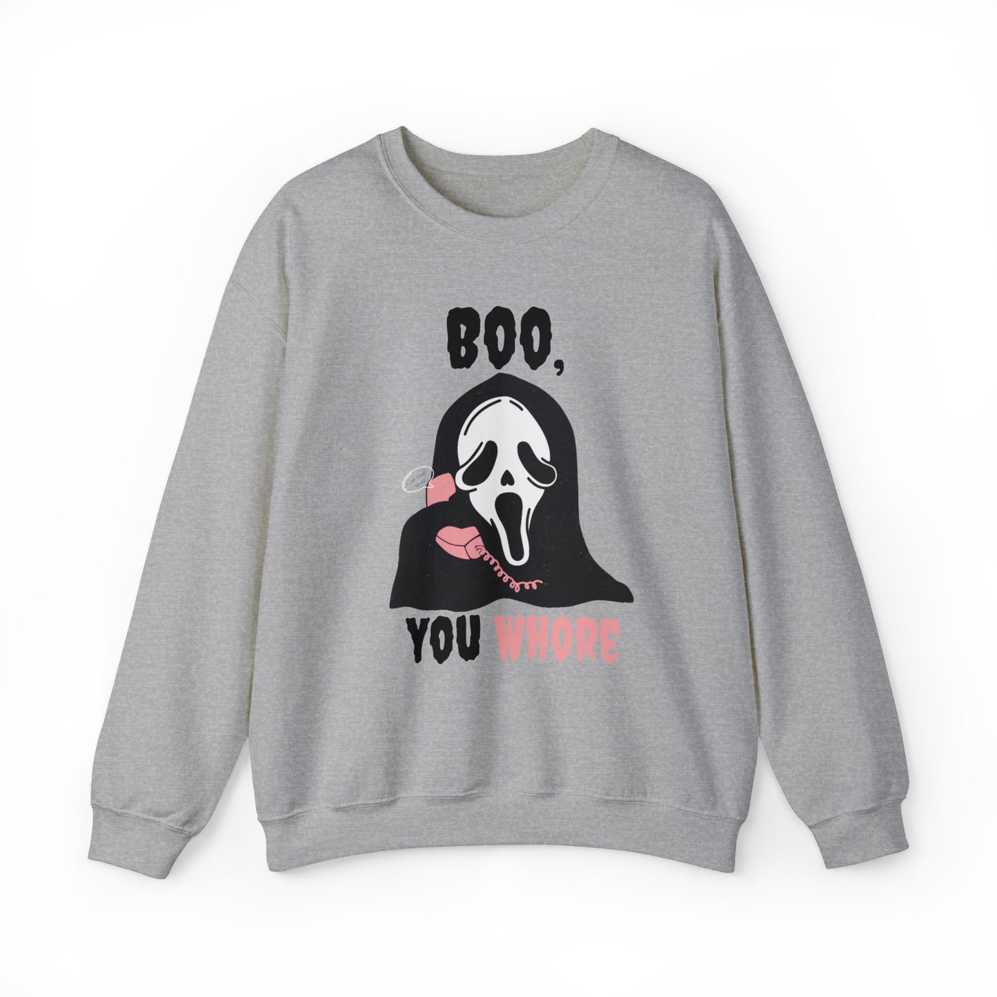 Funny boo you whore ghost face scream mean girls mash up halloween sweatshirt, vintage scary movie sweater, pumpkin patch hoody, spooky season sweats, groovy