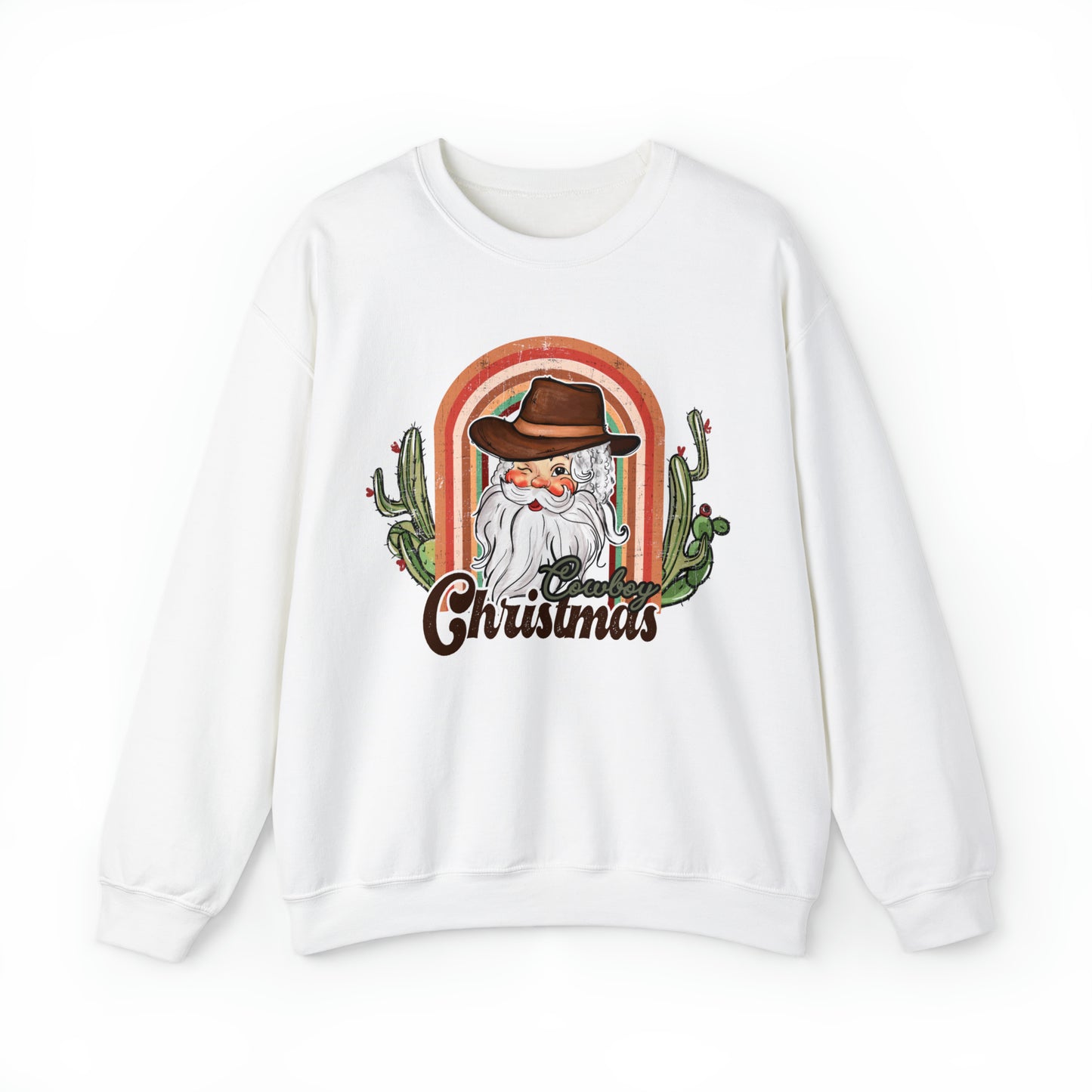 Cowboy Christmas sweater, retro santa claus sweatshirt, cute holiday hoodie, vintage western xmas clothing