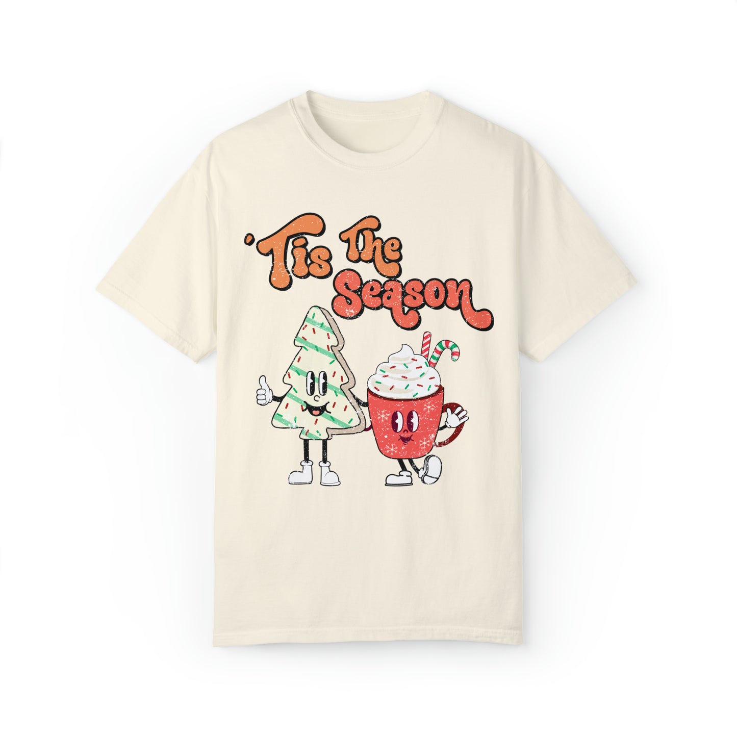 comfort colors tis the season christmas tree cake funny tshirt, punny holiday shirt, xmas tree tee, festive af outfit, little debbie lover