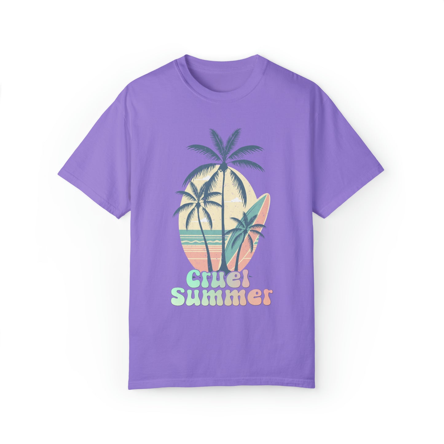 Comfort colors Cruel Summer Shirt Taylor tour Lover tee, Eras concert Merch, Boho tshirt, Y2K beach bum, retro palm tree surfboard, tropical