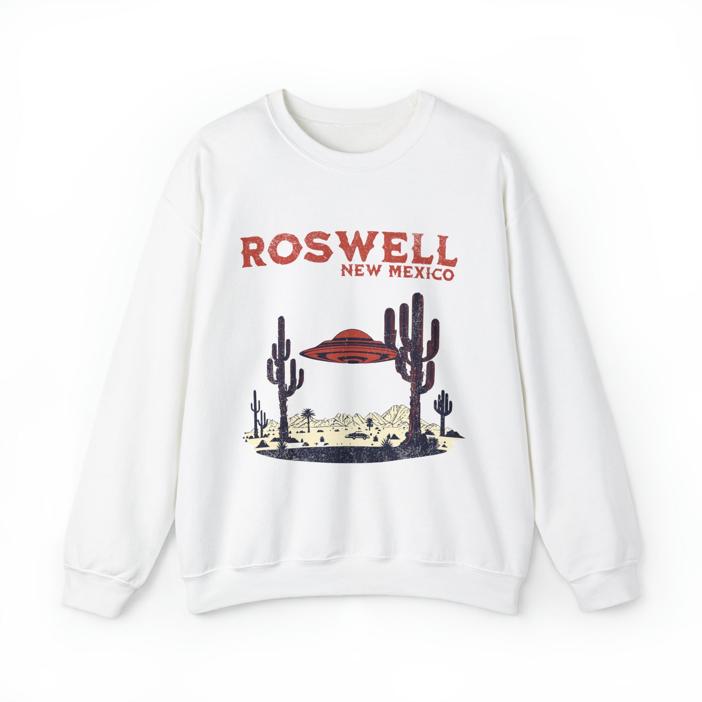 UFO Cool Graphic Southwest Roswell New Mexico sweatshirt, Alien Believe Cryptozoology Santa Fe sweater, vintage retro western desert hoodie