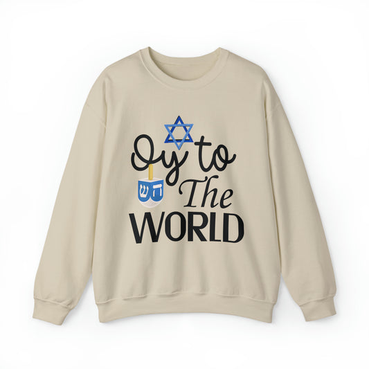 Oy! to the world funny hanukkah sweatshirt, Humorous Chanukah sweater, cute Jewish holiday hoodie, Unisex driedel star of David outfit, God's chosen people