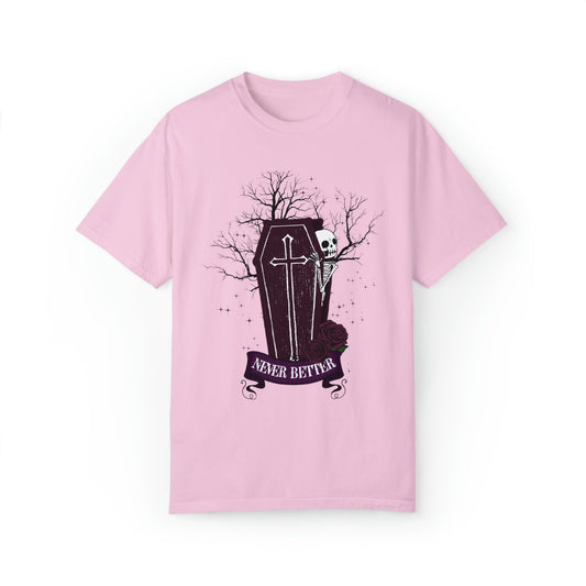 Comfort colors funny never better skeleton tshirt, Haunted graveyard halloween shirt, spooky season autumn tee, witchy vibes fall outfit