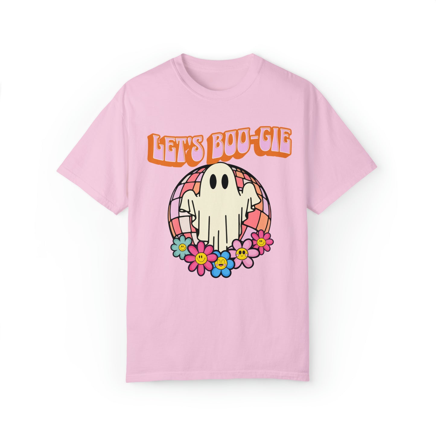 Comfort colors cute funny ghost halloween pun tshirt, lets boogie dance party shirt, groovy retro ghoul boo-ghie fall tee, autumn holiday