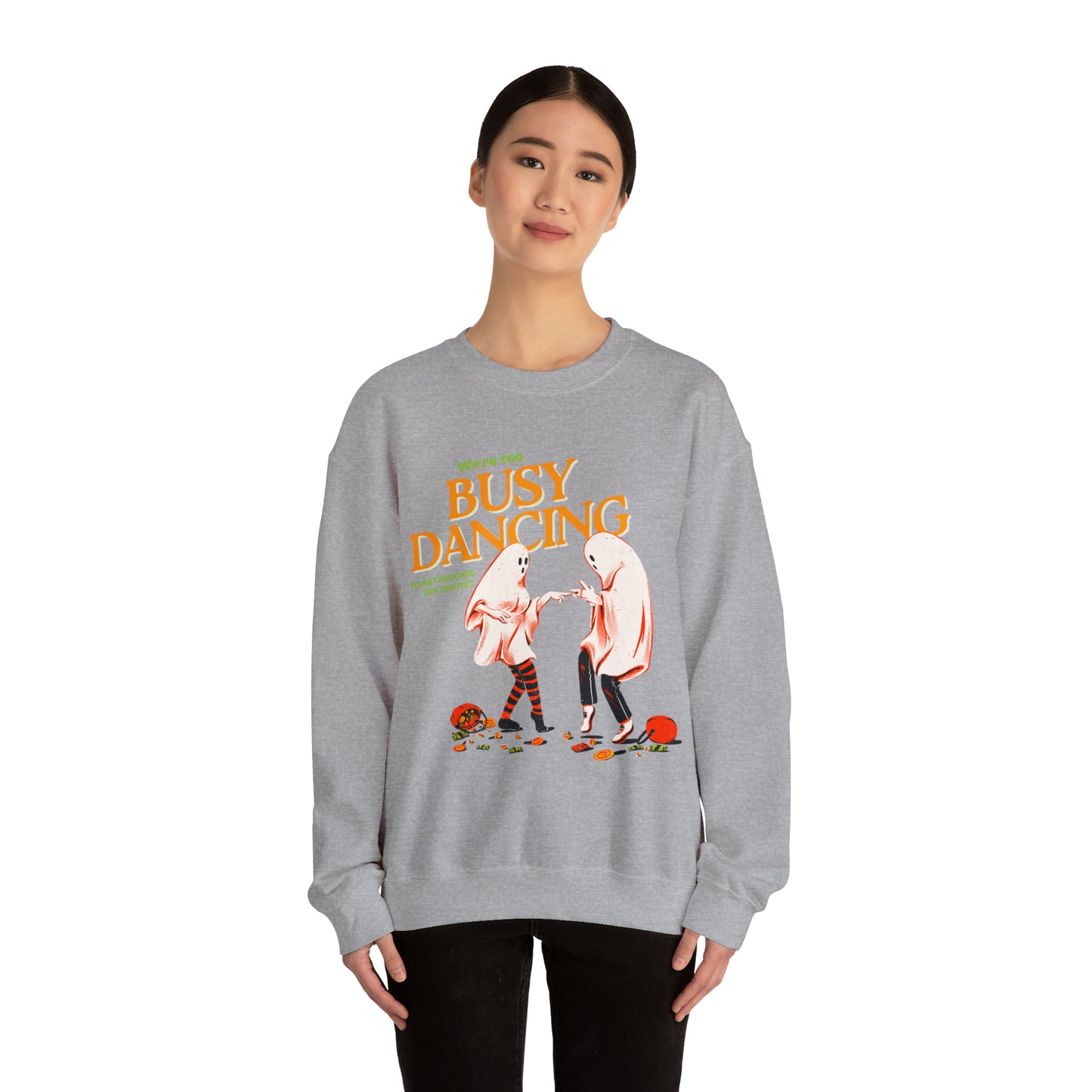 Retro groovy TS lyrics too busy dancing to get knocked off our feet eras halloween concert merch, ghost spooky taylor sweatshirt hoodie