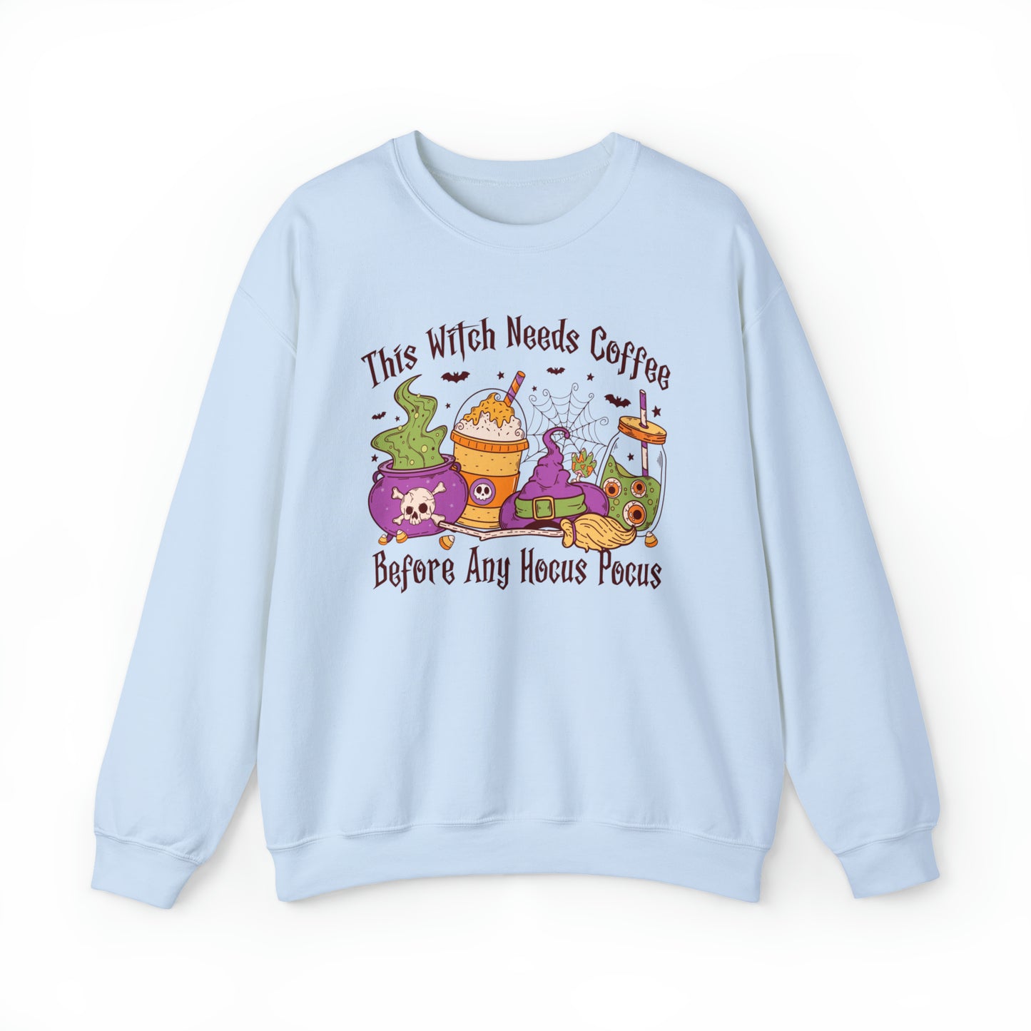 Funny coffee lover witchy halloween sweater, humorous spooky season hoodie, cute hocus pocus sanderson sisters sweats, fall lover sweatshirt, cauldron tee