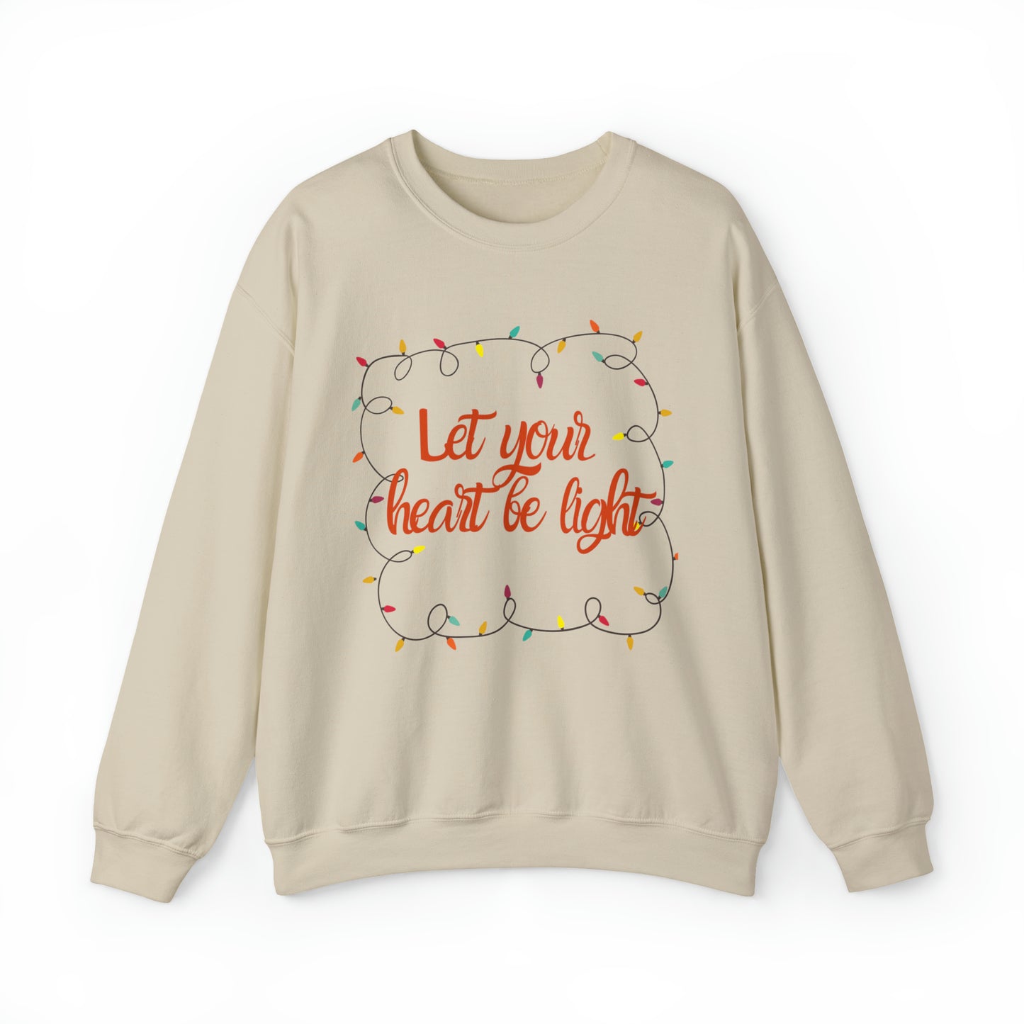 Let your heart be light cute christmas carol lyrics sweater, retro holiday xmas sweatshirt, magical winter lights hoodie