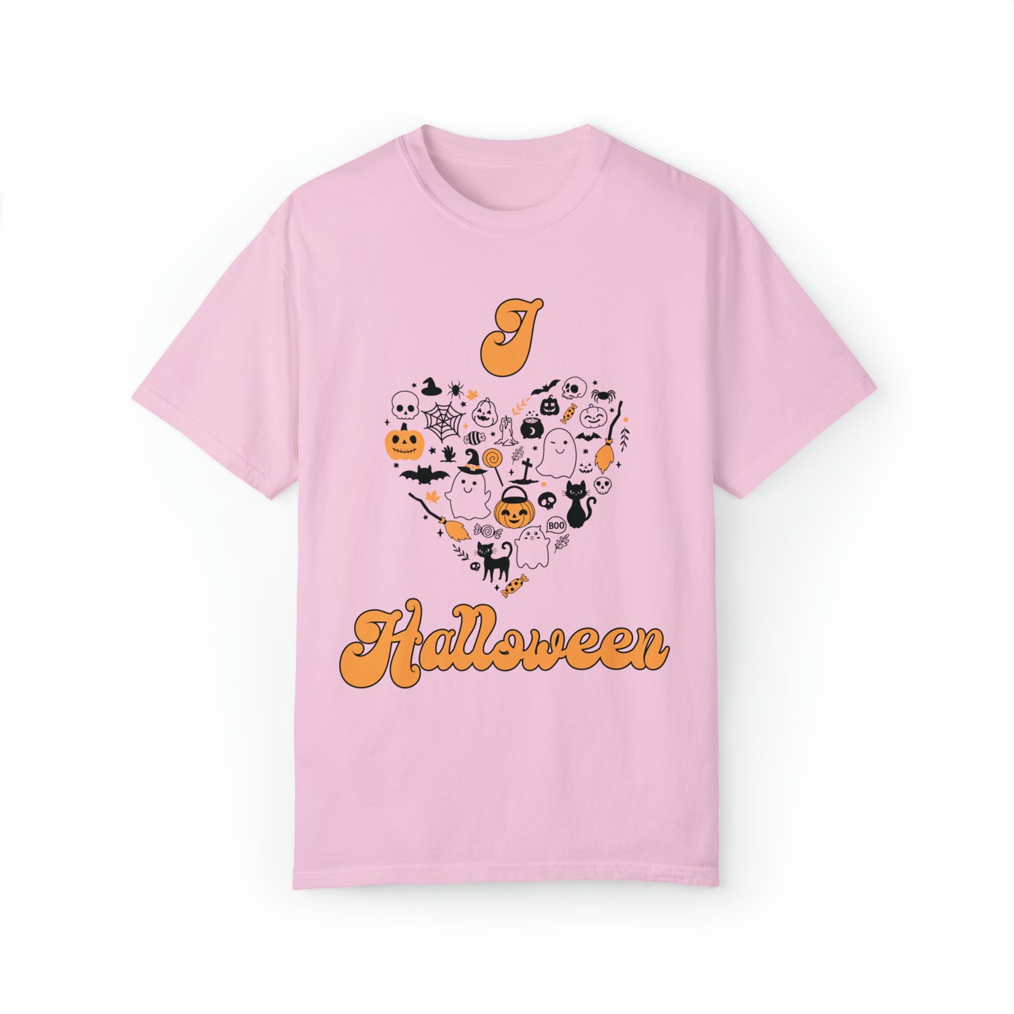 Comfort colors cute i love halloween shirt, retro ghost spooky tee, funny fall tshirt, thanksgiving shirt, back to school design, october