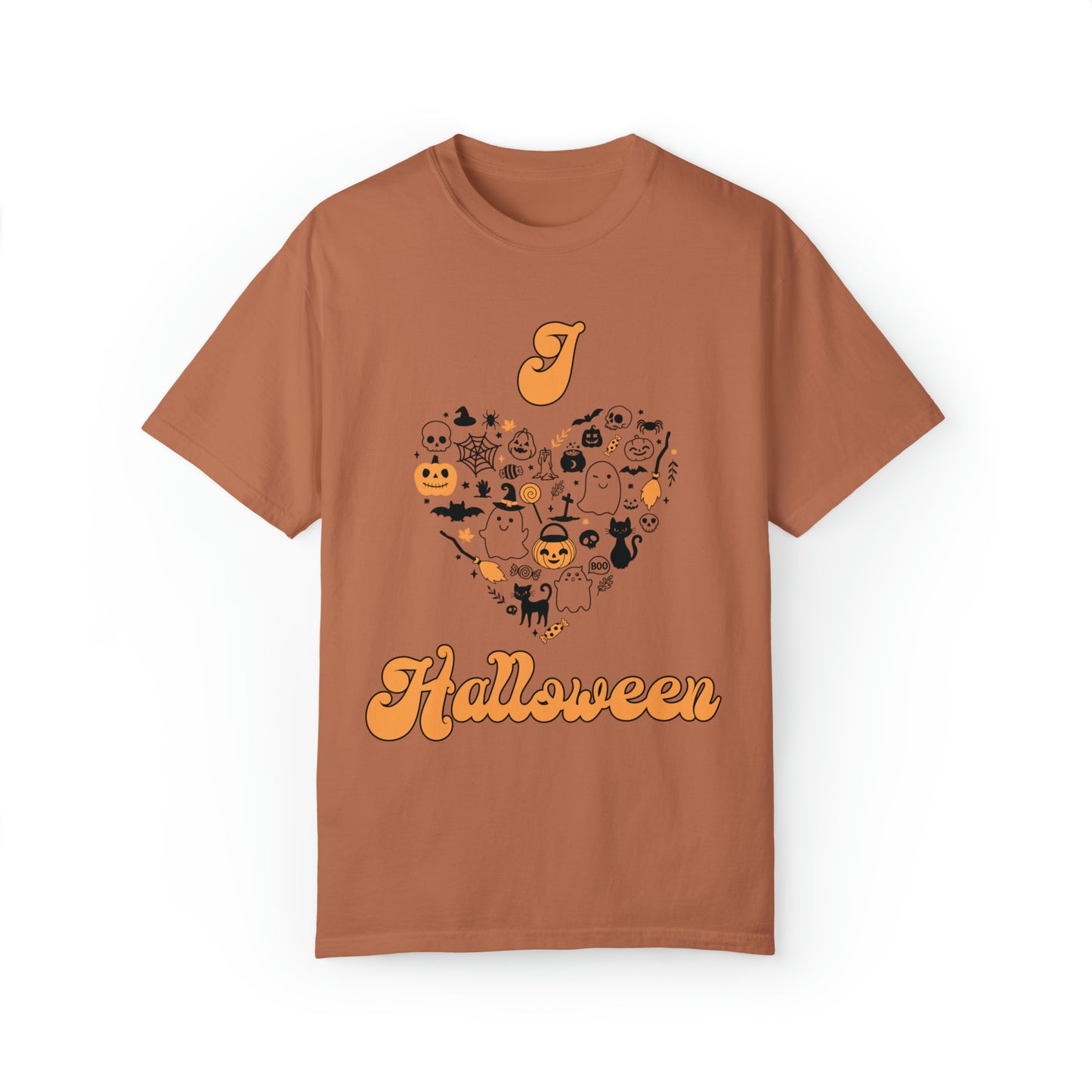 Comfort colors cute i love halloween shirt, retro ghost spooky tee, funny fall tshirt, thanksgiving shirt, back to school design, october