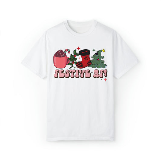 Retro festive AF funy christmas tshirt, comfort colors shirt, cute christmas shirt, retro groovy winter holiday xmas tee, tis the season outfit, merry, jolly