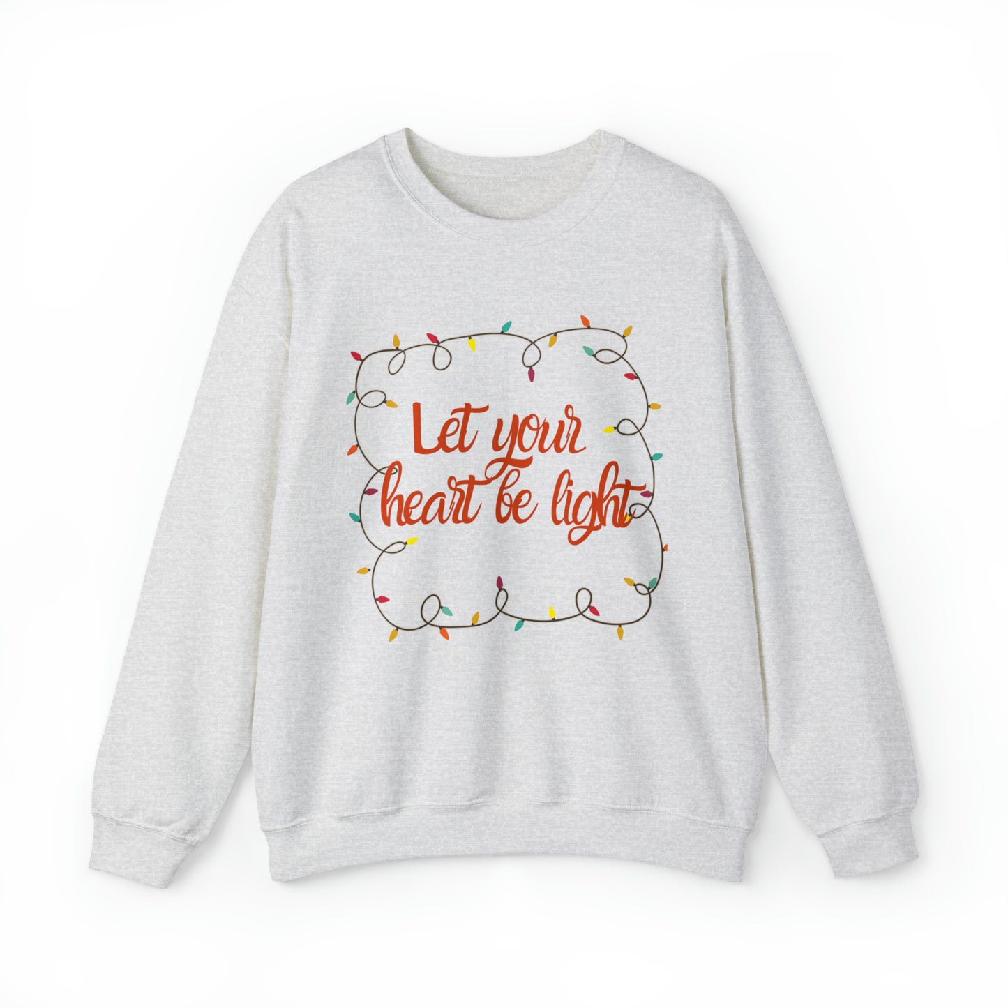 Let your heart be light cute christmas carol lyrics sweater, retro holiday xmas sweatshirt, magical winter lights hoodie