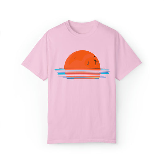 Sunset mountains Shirt, colorful Sun Summer TShirt, Retro sunrise on ocean Shirt, VSCO Shirt, Vibe Tee, Comfort Colors Boho minimalist beach