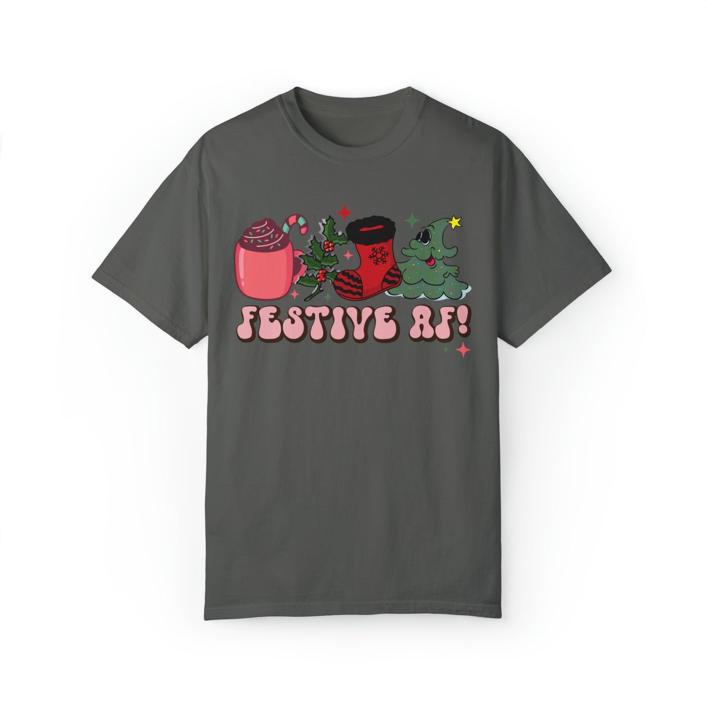 Retro festive AF funy christmas tshirt, comfort colors shirt, cute christmas shirt, retro groovy winter holiday xmas tee, tis the season outfit, merry, jolly