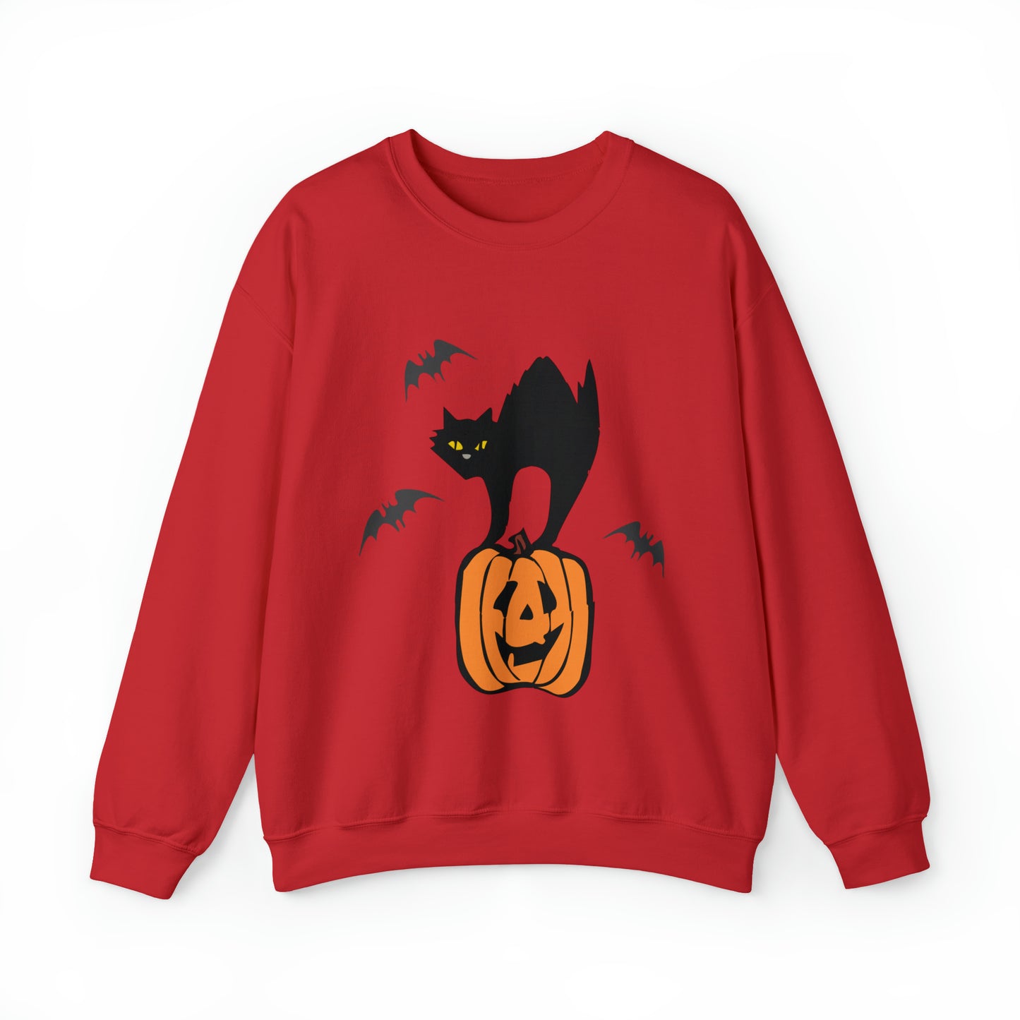 Funny black cat on a pumpkin Sweatshirt, cute jack o lantern and bats halloween hoodie, vintage hand drawn spooky sweater, boho fall autumn