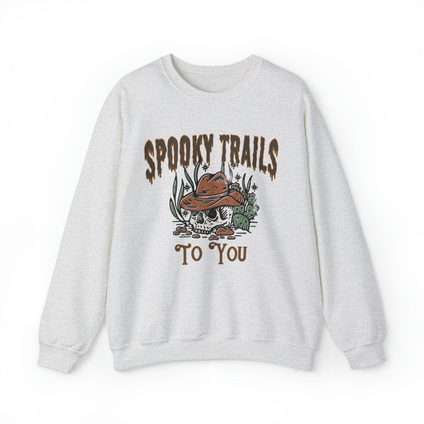 Spooky trails Skeleton cowboy sweatshirt, western halloween hoodie, vintage inspired sweater, rodeo skull desert cactus shirt, haunted tee