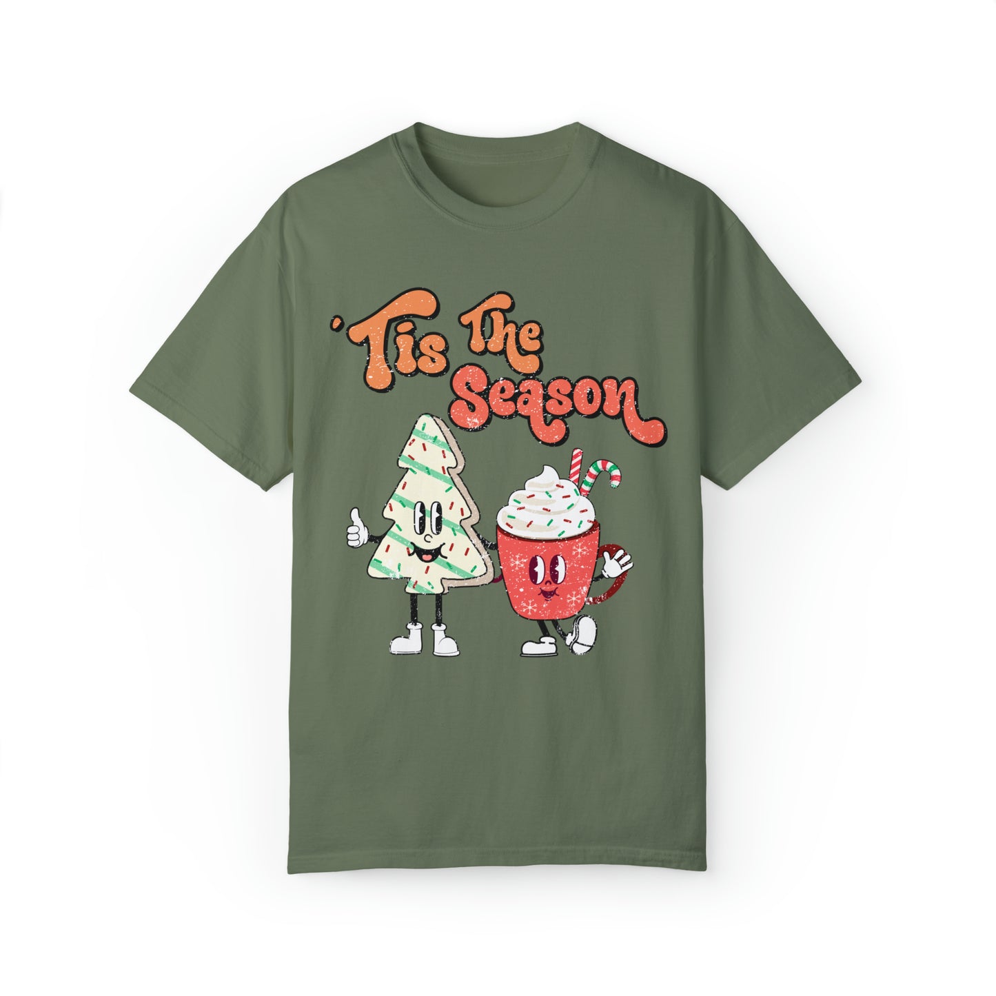 comfort colors tis the season christmas tree cake funny tshirt, punny holiday shirt, xmas tree tee, festive af outfit, little debbie lover