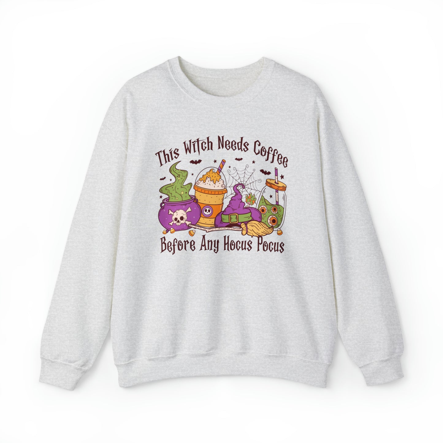 Funny coffee lover witchy halloween sweater, humorous spooky season hoodie, cute hocus pocus sanderson sisters sweats, fall lover sweatshirt, cauldron tee