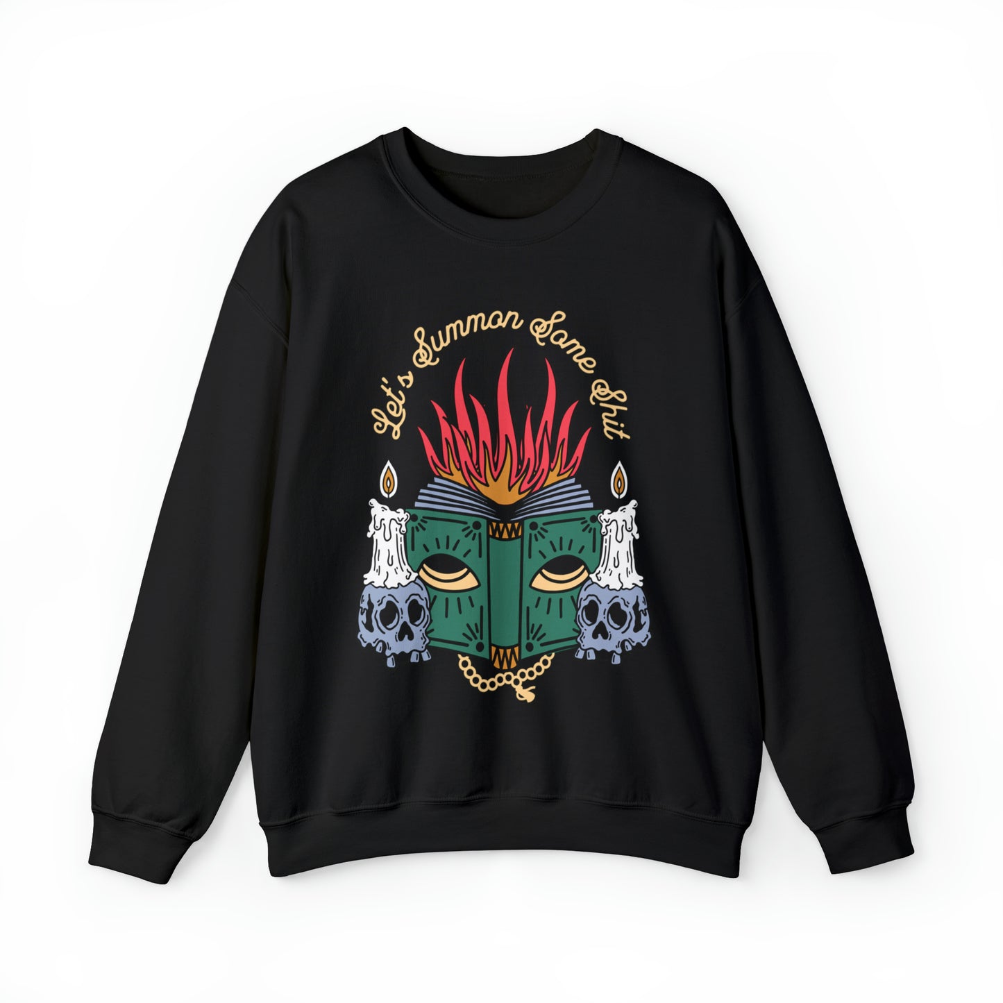 Funny demonic lets summon some shit spell book sweatshirt, spooky season halloween sweater, witchy aesthetic hoodie, retro fall autumn