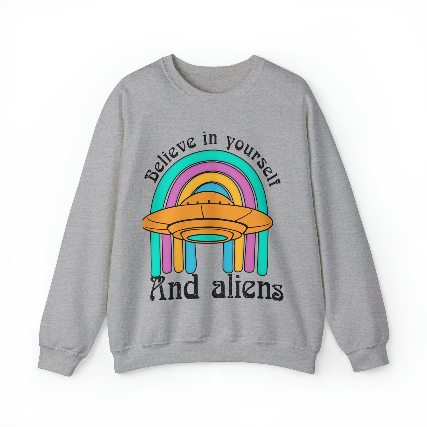 Funny believe in yourself sweatshirt, retro 60s, 70s aesthetic hoodie, aliens sweater, 90s inspired psychadelic shirt