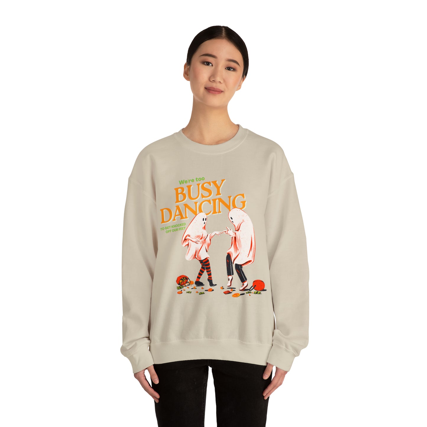 Retro groovy TS lyrics too busy dancing to get knocked off our feet eras halloween concert merch, ghost spooky taylor sweatshirt hoodie