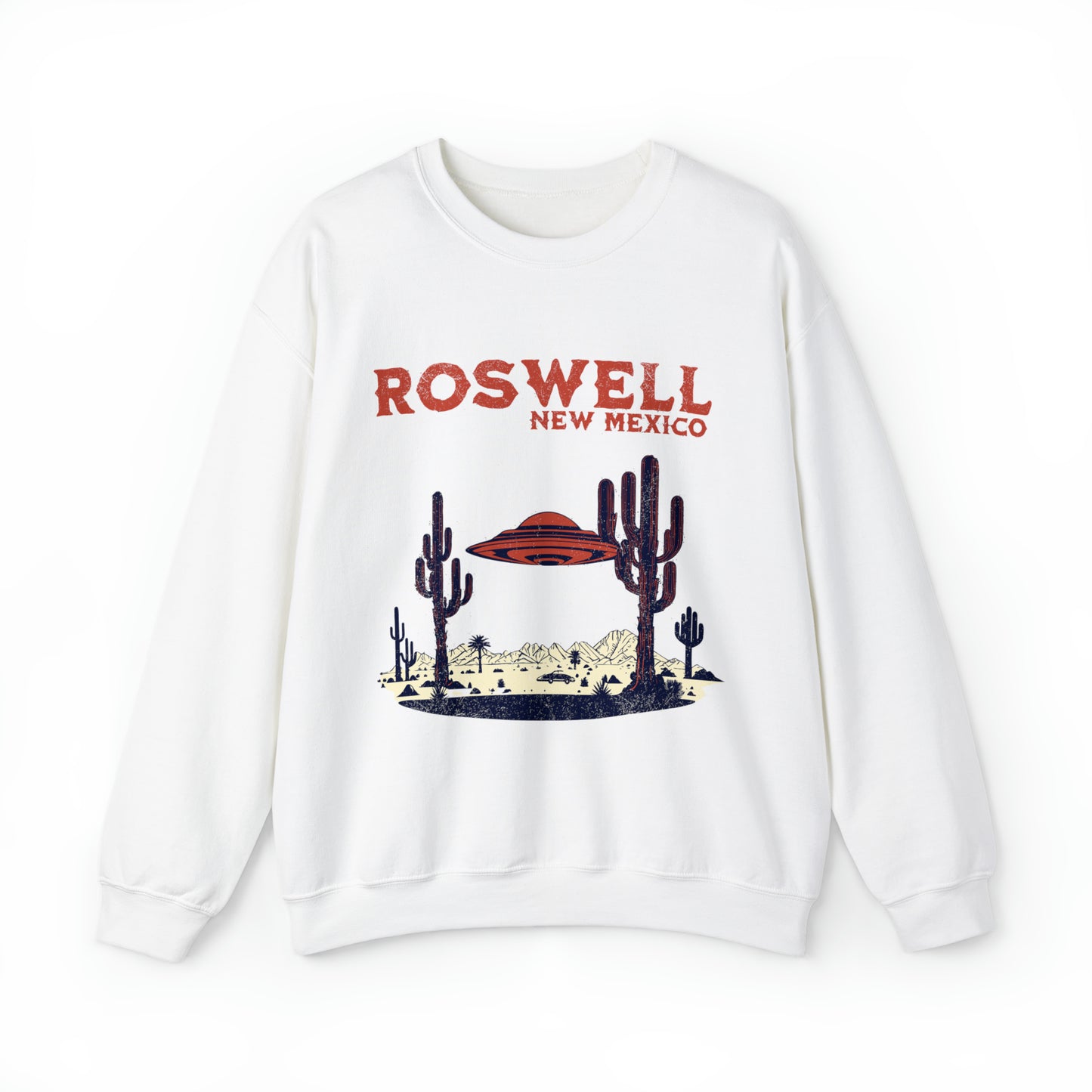 UFO Cool Graphic Southwest Roswell New Mexico sweatshirt, Alien Believe Cryptozoology Santa Fe sweater, vintage retro western desert hoodie