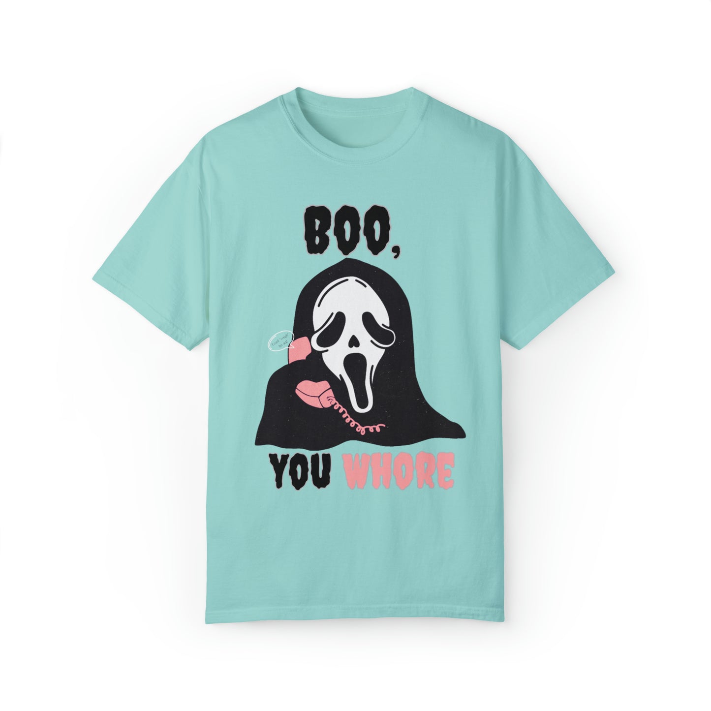 Funny Boo you whore mean girls halloween scream spoof tshirt, cute spooky season shirt, boho scary movie watching tee, ghost face