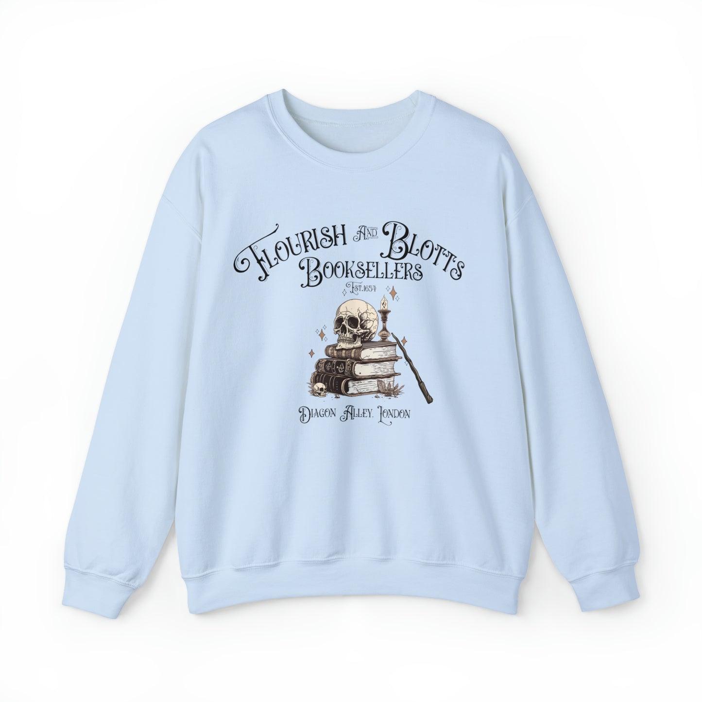 cute Flourish Blotts Sweatshirt, Magic Wizard, Witchcraft School hoodie, Bookish Book Worm Nerd Fandom sweater Vintage, gift for millennial