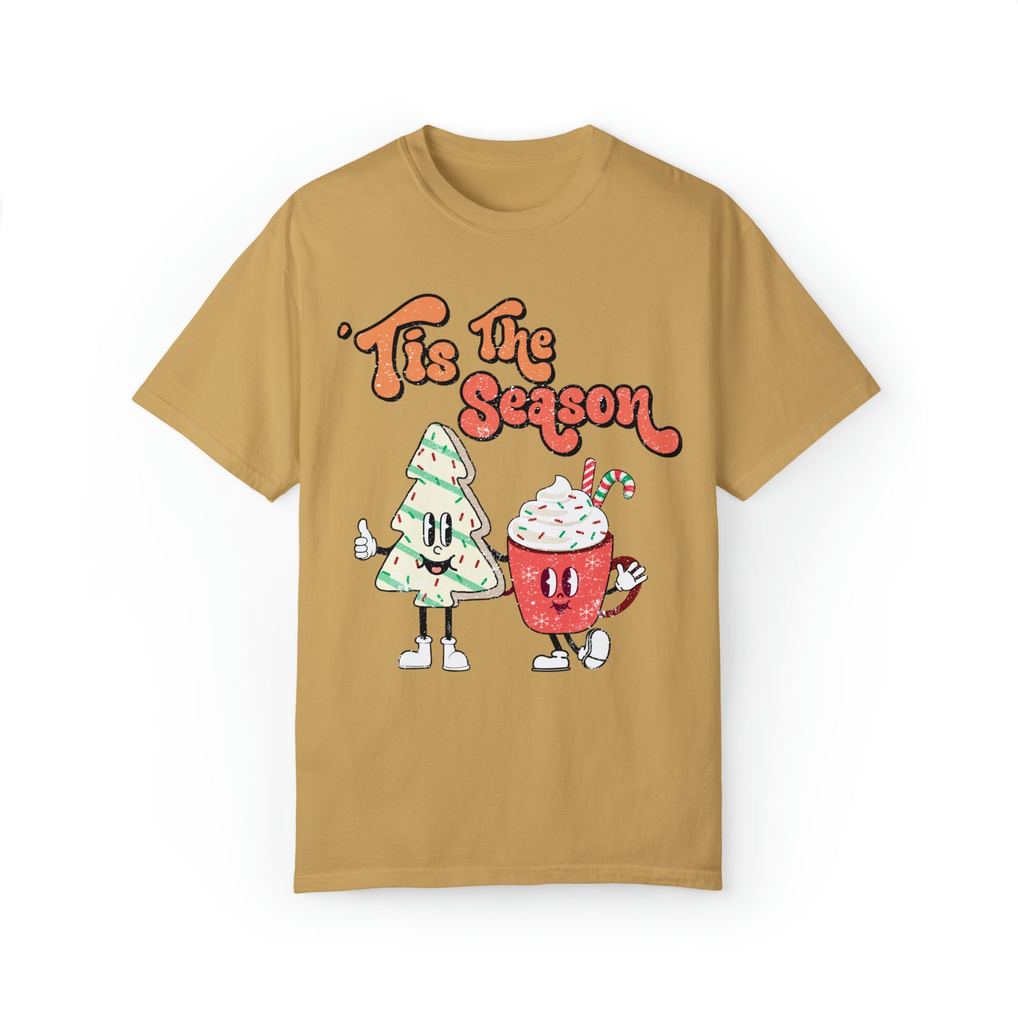 comfort colors tis the season christmas tree cake funny tshirt, punny holiday shirt, xmas tree tee, festive af outfit, little debbie lover