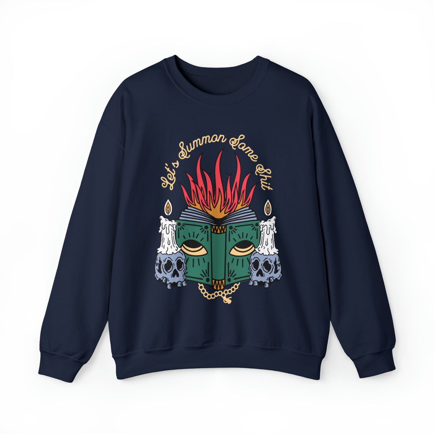 Funny demonic lets summon some shit spell book sweatshirt, spooky season halloween sweater, witchy aesthetic hoodie, retro fall autumn