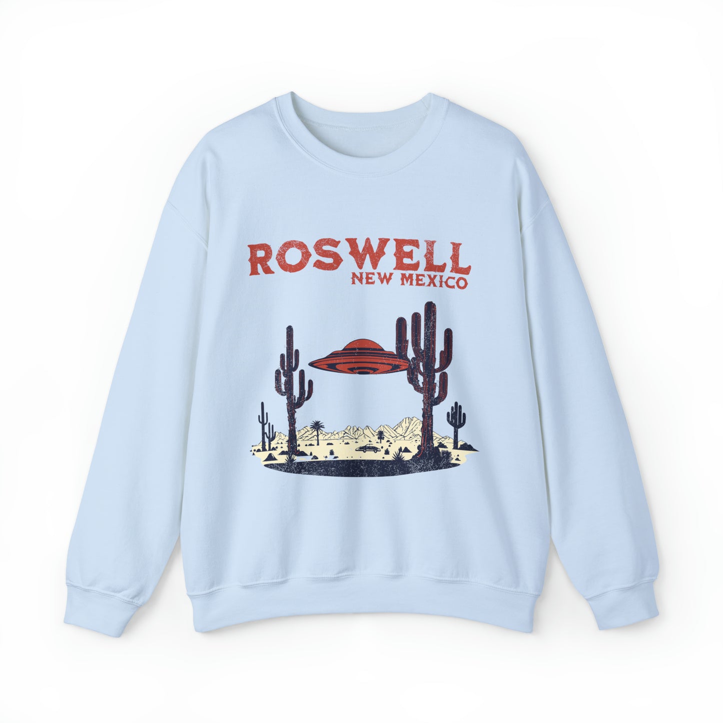 UFO Cool Graphic Southwest Roswell New Mexico sweatshirt, Alien Believe Cryptozoology Santa Fe sweater, vintage retro western desert hoodie