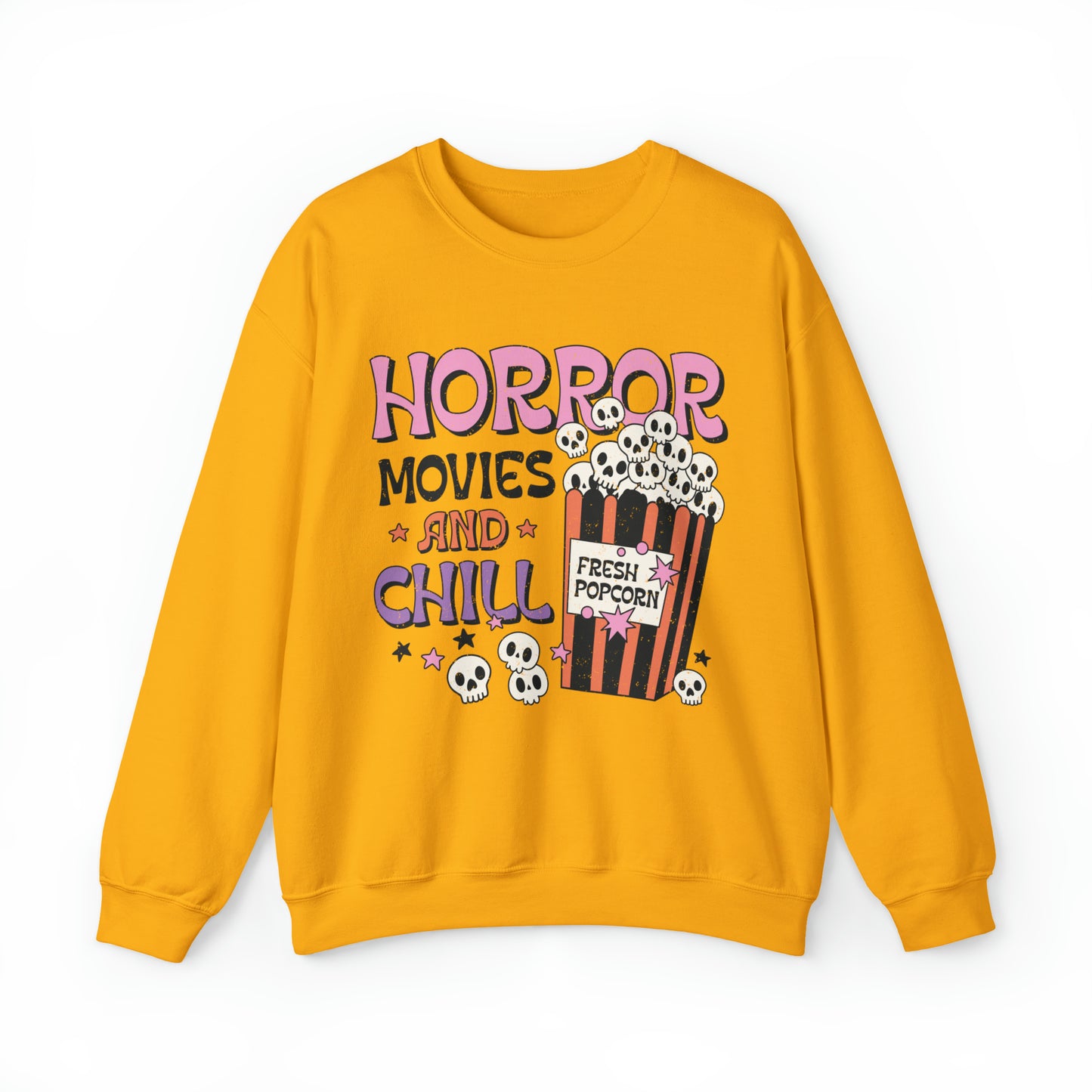 funny horror movies and chill sweatshirt, cute haunted hoodie, spooky sweatshirt, retro halloween sweater, pastel goth outfit, gift idea for autumn fall