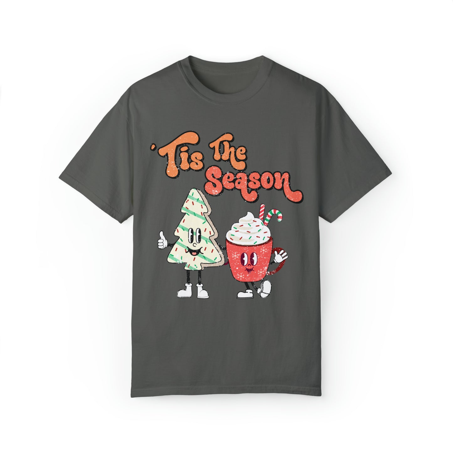 comfort colors tis the season christmas tree cake funny tshirt, punny holiday shirt, xmas tree tee, festive af outfit, little debbie lover