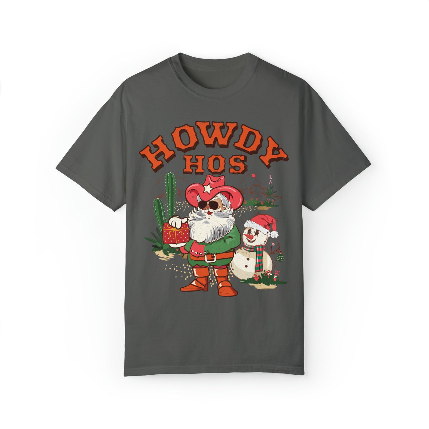 Comfort colors funny cowboy santa howdy hos raunchy christmas tshirt, Cute sassy dirty holiday shirt, retro western xmas rodeo tee party fit