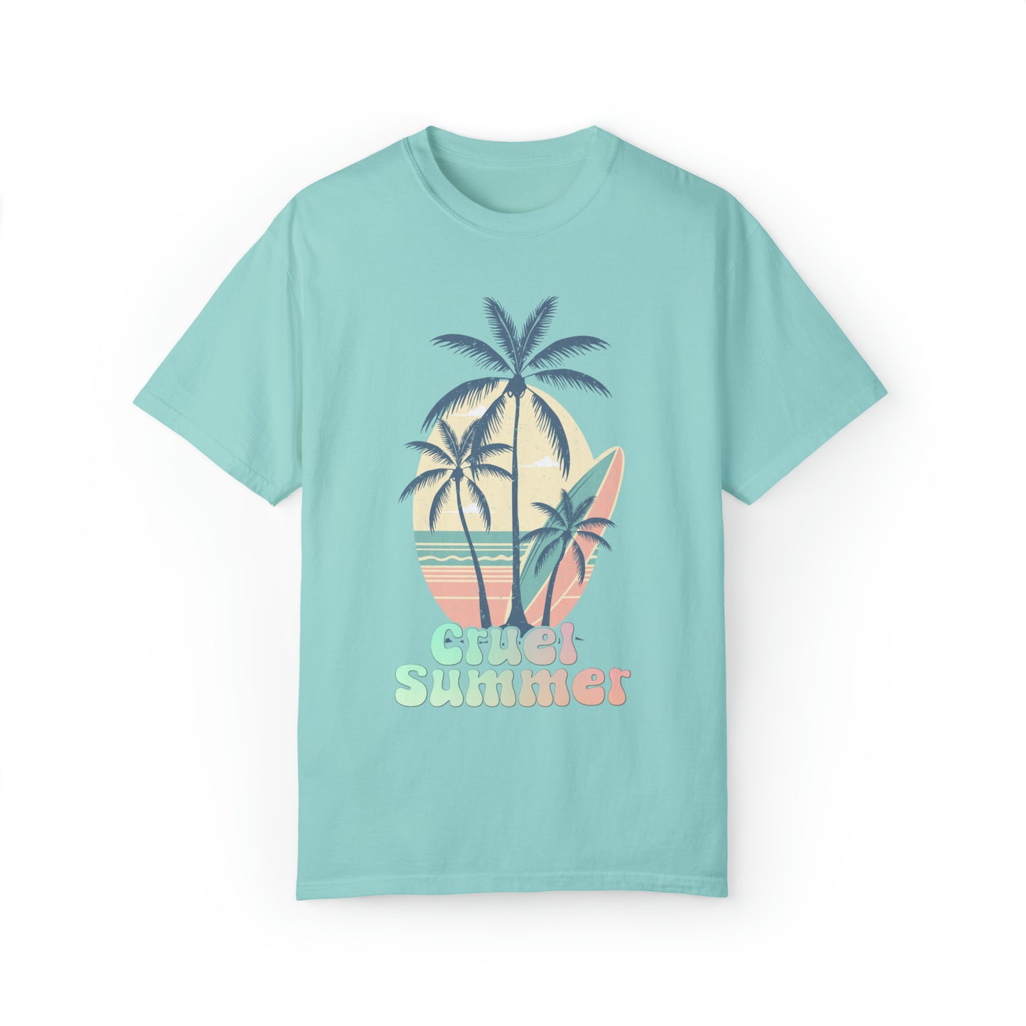 Comfort colors Cruel Summer Shirt Taylor tour Lover tee, Eras concert Merch, Boho tshirt, Y2K beach bum, retro palm tree surfboard, tropical