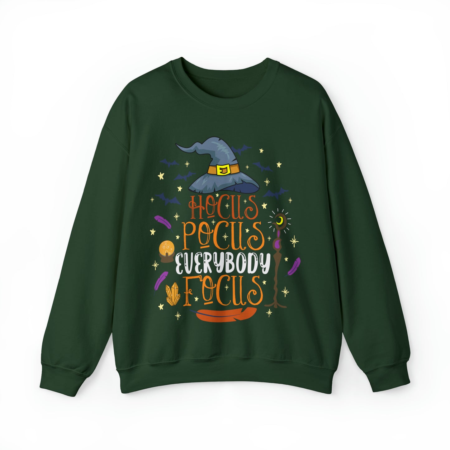 Hocus pocus everybody focus funny teacher halloween sweatshirt, cute boho witch fall autumn hoodie, magical sweater gift for educator