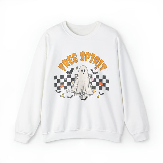 Funny vintage inspired free spirit pun sweatshirt, groovy ghost sweats, boho spooky season sweater, retro halloween hoodie, hippie halloween costume