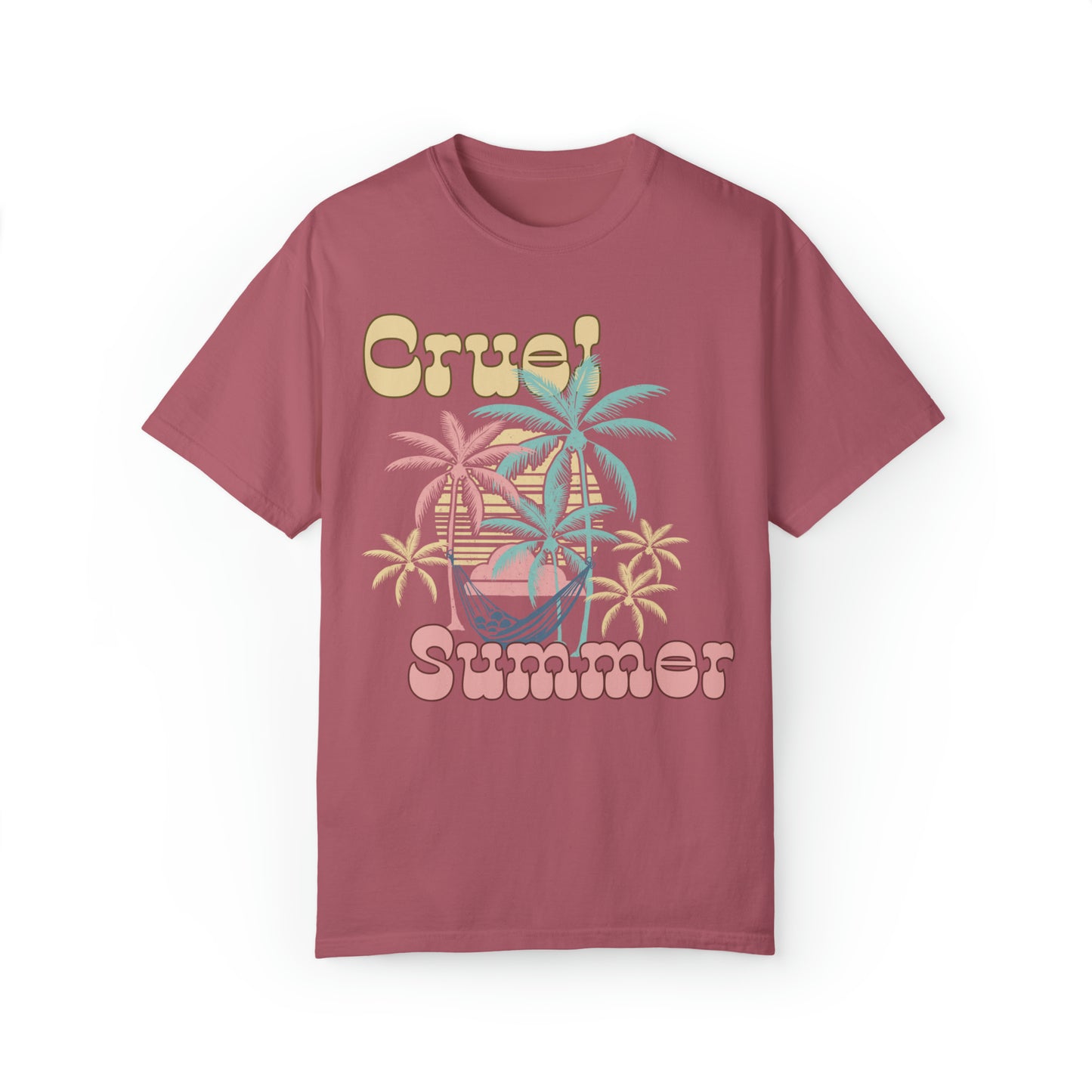 Comfort colors Cruel Summer Shirt Taylor tour Lover tee, Eras concert Merch, Boho tshirt, Y2K beach bum, retro palm tree surfboard, tropical