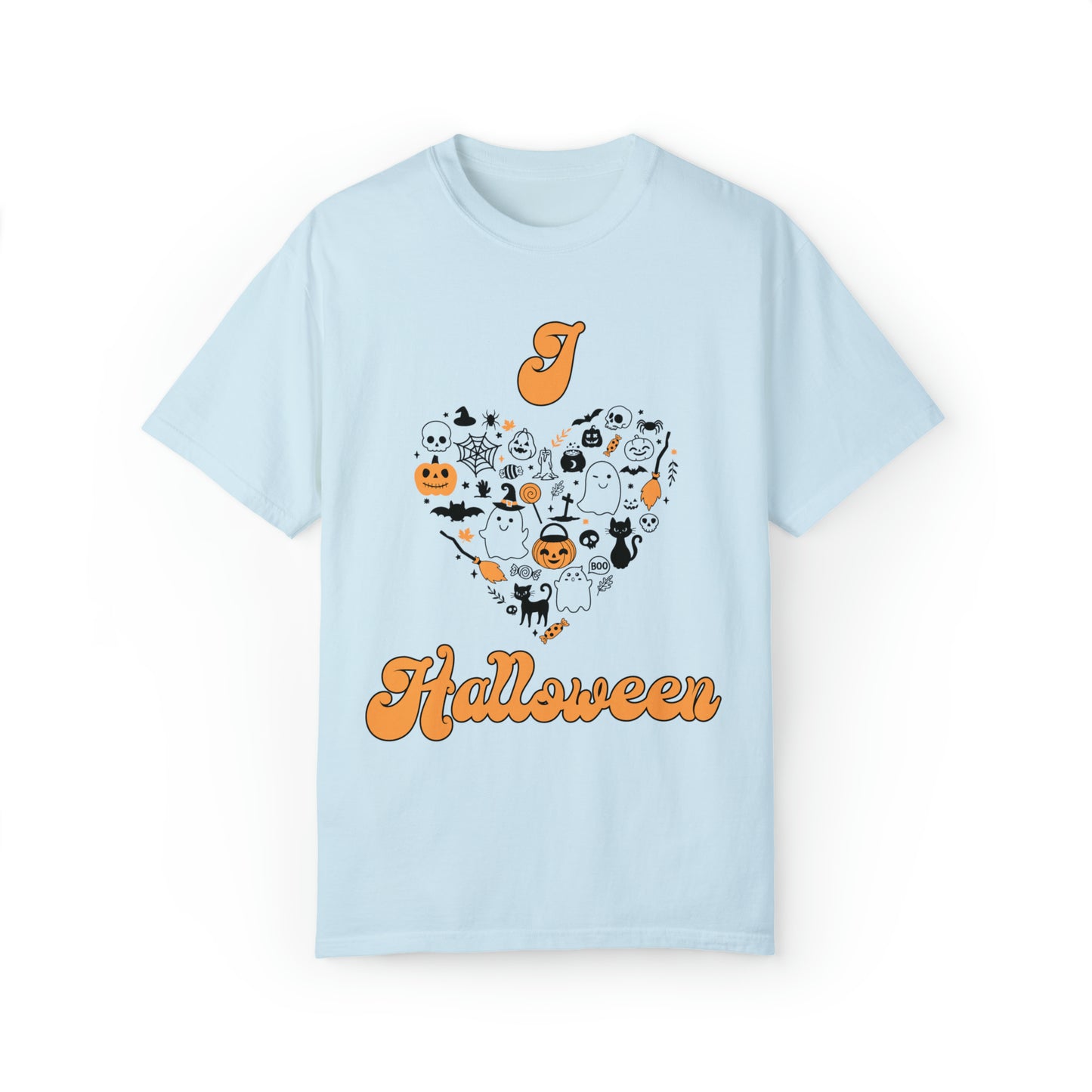 Comfort colors cute i love halloween shirt, retro ghost spooky tee, funny fall tshirt, thanksgiving shirt, back to school design, october