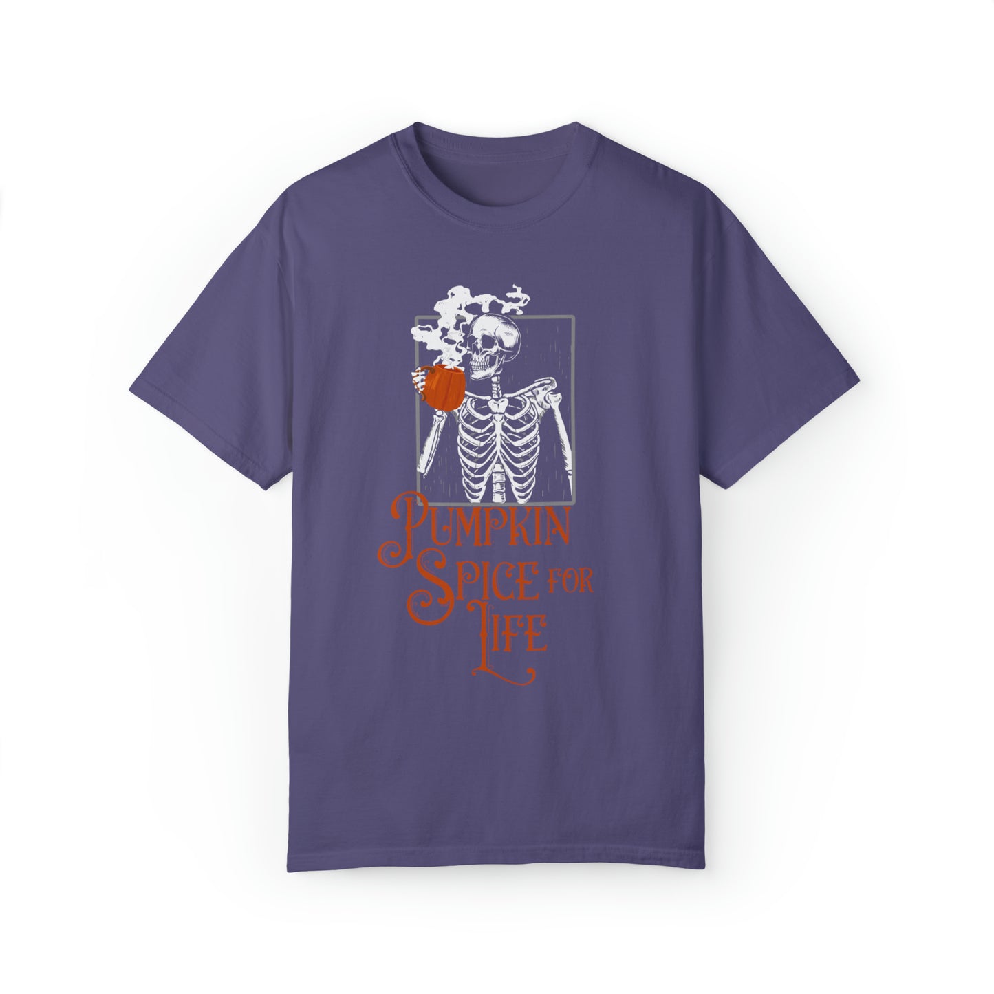 Comfort colors funny skeleton pumpkin spice latte for life Tshirt, dead inside but love halloween tee, cute fall autumn shirt, spooky season