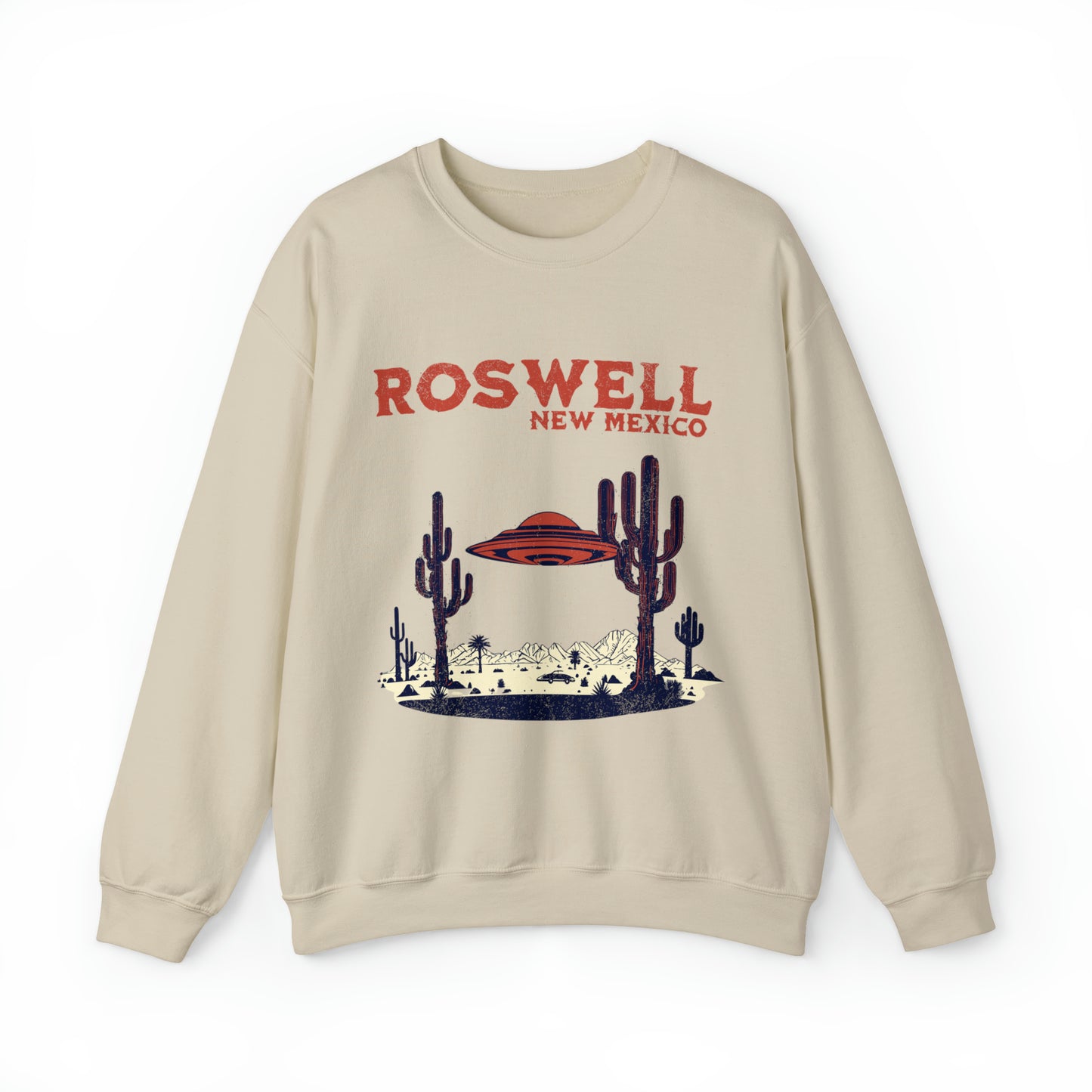 UFO Cool Graphic Southwest Roswell New Mexico sweatshirt, Alien Believe Cryptozoology Santa Fe sweater, vintage retro western desert hoodie